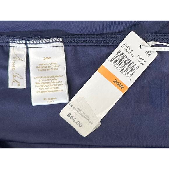 NWT Anne Cole Soft Band Skirted Swim Bottom Navy Blue Skirt Plus Size 24W - Picture 10 of 10